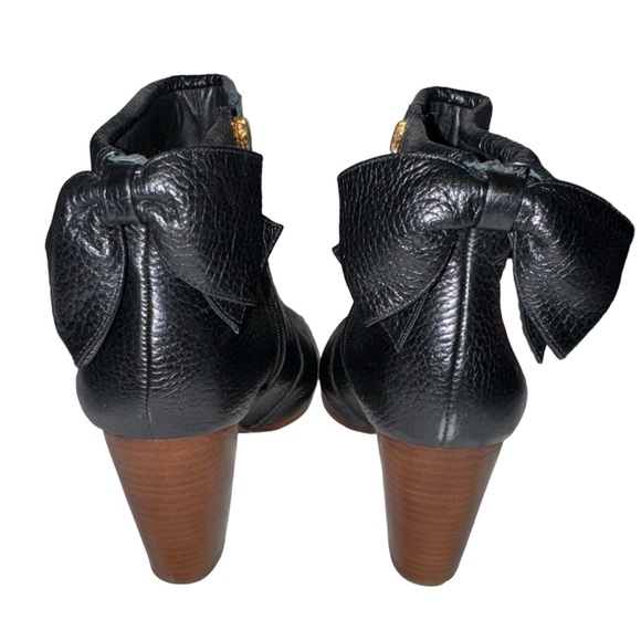 Kate Spade Lanise Black Leather Zip Ankle Bootie Heel with Back Bow - Picture 6 of 7